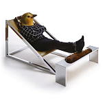 Дизайнерское кресло на металлическом каркасе с подставкой для ног Poltronova Mies Armchair варинант исполнения - 2 | Loft Concept в Твери