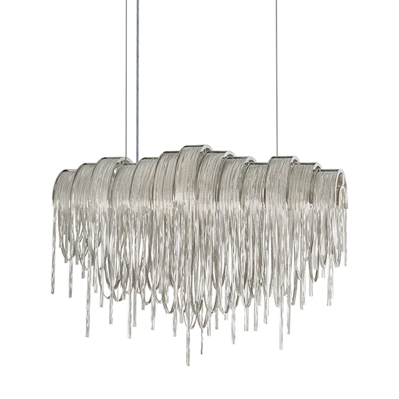 Люстра подвесная с металлическими цепочками и изогнутыми металлическими дугами 72 см Atlantis Chain Никель Золотой в Твери | Loft Concept 