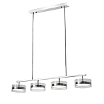 Люстра светодиодная с 4-мя круглыми прозрачными плафонами цилиндрической формы из акрила и стекла с пультом для регулировки света Glass Lamp Chromium варинант исполнения - 1 | Loft Concept в Твери