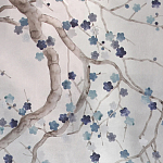 Обои ручная роспись Plum Blossom Inky Hokusai on Sterling Silver gilded silk варинант исполнения - 1 | Loft Concept в Твери