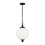 Подвесной светильник с белым стеклянным плафоном в форме шара на цепи Feiss варинант исполнения - 2 | Loft Concept в Твери