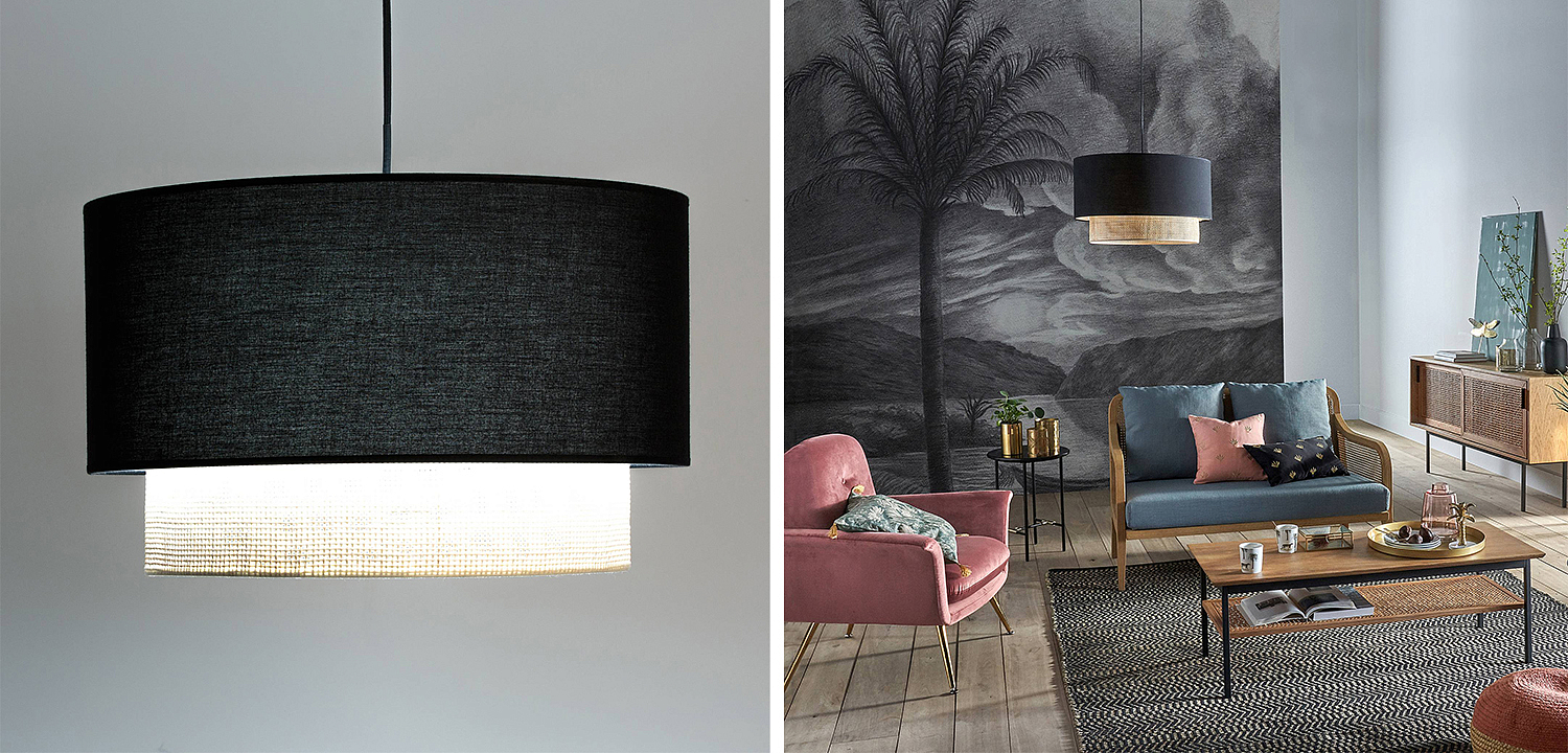 Подвесной светильник Ottar Wicker Black lampshade Подвесной светильник Ottar Wicker Black lampshade - Loft-Concept в Твери