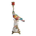 Подсвечник с попугаем из фарфора с бронзовыми элементами Eden Garden варинант исполнения - 1 | Loft Concept в Твери