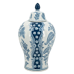Ваза с крышкой и голубым цветочным рисунком 37 см Blue & White Ornament варинант исполнения - 2 | Loft Concept в Твери