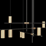 Люстра с 9-ю цилиндрическими плафонами цвета латунь TRIBES CHANDELIER варинант исполнения - 3 | Loft Concept в Твери