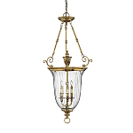 Подвесной светильник латунный с рифленым прозрачным плафоном и тремя свечеподобными лампами в классическом стиле Hinkley варинант исполнения - 1 | Loft Concept в Твери