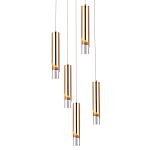 Подвесной светильник Metal Acrylic Tube Five Gold Hanging Lamp варинант исполнения - 1 | Loft Concept в Твери
