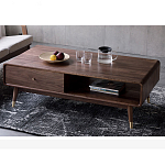 Кофейный стол из дерева с ящиком и нишей для хранения Coffee Walnut Table варинант исполнения - 3 | Loft Concept в Твери