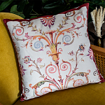 Декоративная подушка бежевая с растительным орнаментом Raffael Floral Beige Red Cushion варинант исполнения - 3 | Loft Concept в Твери