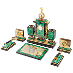 Настольный письменный набор из малахита и долерита с декором в виде герба России Leader Organizer варинант исполнения - 2 | Loft Concept в Твери