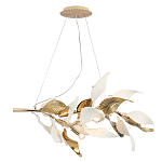 Люстра подвесная с декоративными белыми и золотыми листьями на текстурном основании Wintery flovers варинант исполнения - 2 | Loft Concept в Твери