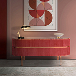 Дизайнерский комод овальный с розовой бархатной обивкой Edith варинант исполнения - 2 | Loft Concept в Твери