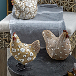 Статуэтка курица с белым цветочным узором и металлическими ножками Rustic Chicken варинант исполнения - 4 | Loft Concept в Твери