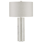 Настольная лампа мраморная с тканевым цилиндрическим абажуром Sharpened варинант исполнения - 4 | Loft Concept в Твери