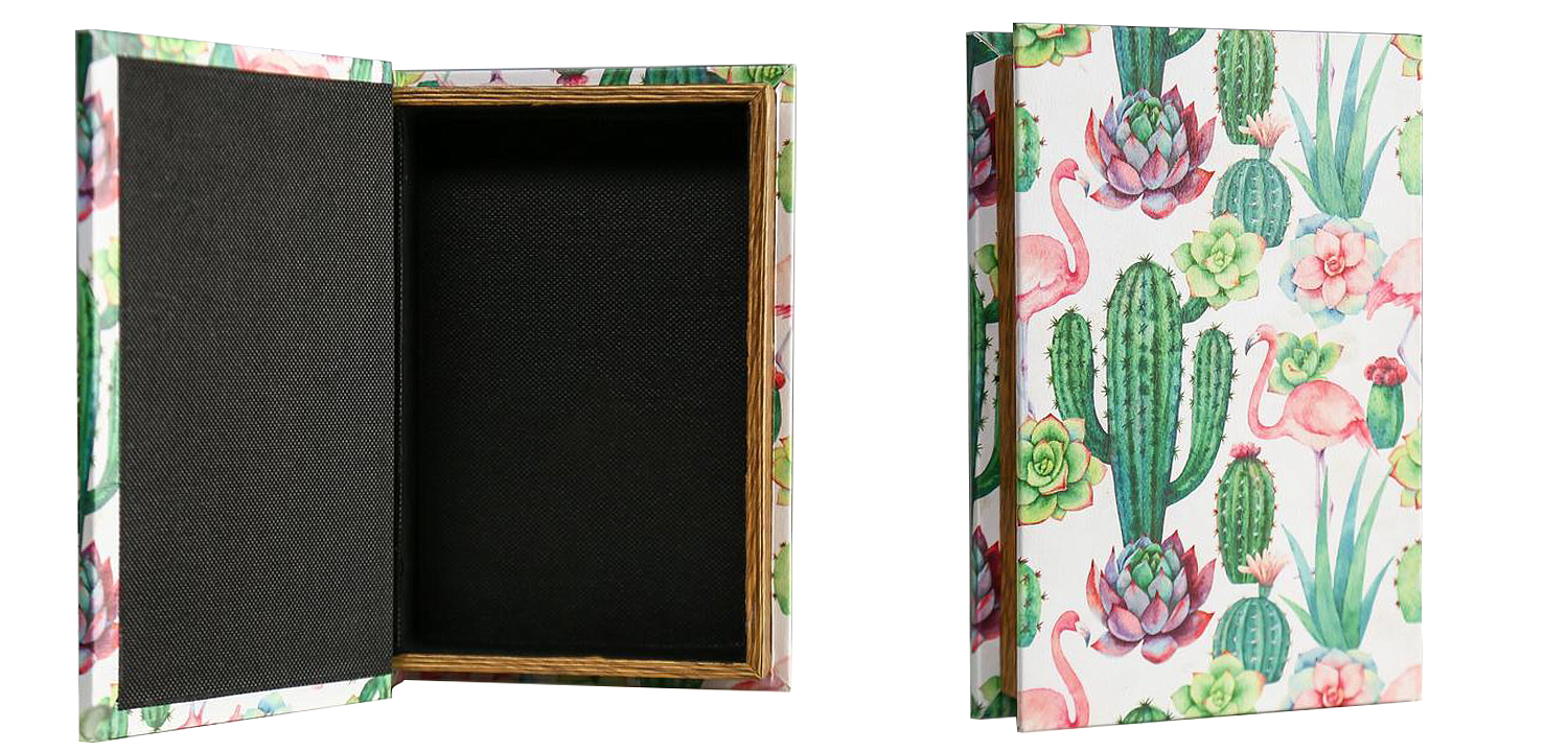 Шкатулка-книга Flamingos and Cacti Mirror Book Box Шкатулка-книга Flamingos and Cacti Mirror Book Box - Loft-Concept в Твери