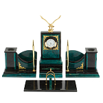 Настольный письменный набор из змеевика тёмно-зелёного цвета с декором в виде орла Successful Leader варинант исполнения - 1 | Loft Concept в Твери