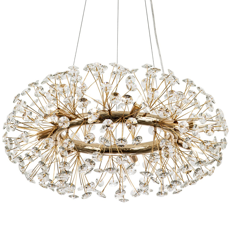 Круглая подвесная люстра Crystal Dandelions Chandelier Глянцевое золото Прозрачный Круглая подвесная люстра Crystal Dandelions Chandelier Глянцевое золото Прозрачный в Твери | Loft Concept