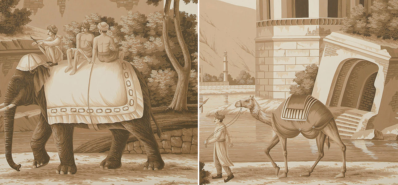 Обои ручная роспись Early Views of India Sepia on scenic paper Обои ручная роспись Early Views of India Sepia on scenic paper - Loft-Concept в Твери