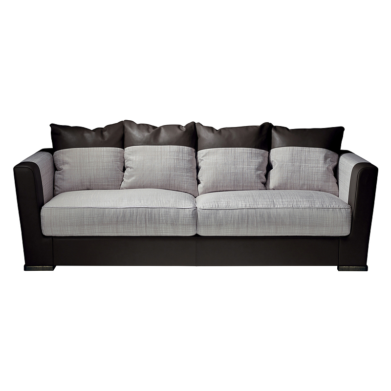 Элитарный современный диван Birmingham с кожаными вставками  Серый Коричневый в Твери | Loft Concept 