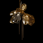 Люстра подвесная со стеклянными плафонами из дымчатого и золотистого с тремя вертикальными подвесками Gilded Mirage  варинант исполнения - 7 | Loft Concept в Твери