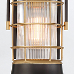 Настенный фонарь цилиндрической формы с рифленым стеклом в золотом каркасе на черном прямоугольном основании Eurofase варинант исполнения - 15 | Loft Concept в Твери