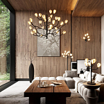 Люстра подвесная черного цвета с ветвями и белыми фарфоровыми цветами Floralis варинант исполнения - 3 | Loft Concept в Твери