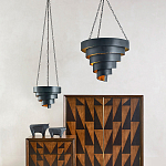 Подвесной светильник в форме спирали черный с золотой внутренней отделкой Warm Glow варинант исполнения - 3 | Loft Concept в Твери