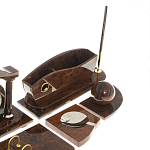 Настольный письменный набор с часами из природного камня обсидиана Competent Leader варинант исполнения - 5 | Loft Concept в Твери