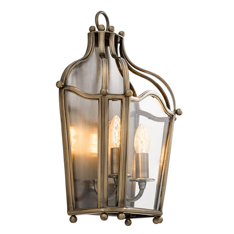 Бра Wall Lamp Elysee Antique Brass Латунь Античная полированная Прозрачное Стекло в Твери | Loft Concept 