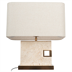 Настольная лампа с прямоугольным основанием из натурального камня c тканевым абажуром Lapis Tiburtinus варинант исполнения - 3 | Loft Concept в Твери