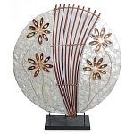 Настольная лампа из перламутра и дерева на подставке Indonesian Shell Flower варинант исполнения - 2 | Loft Concept в Твери