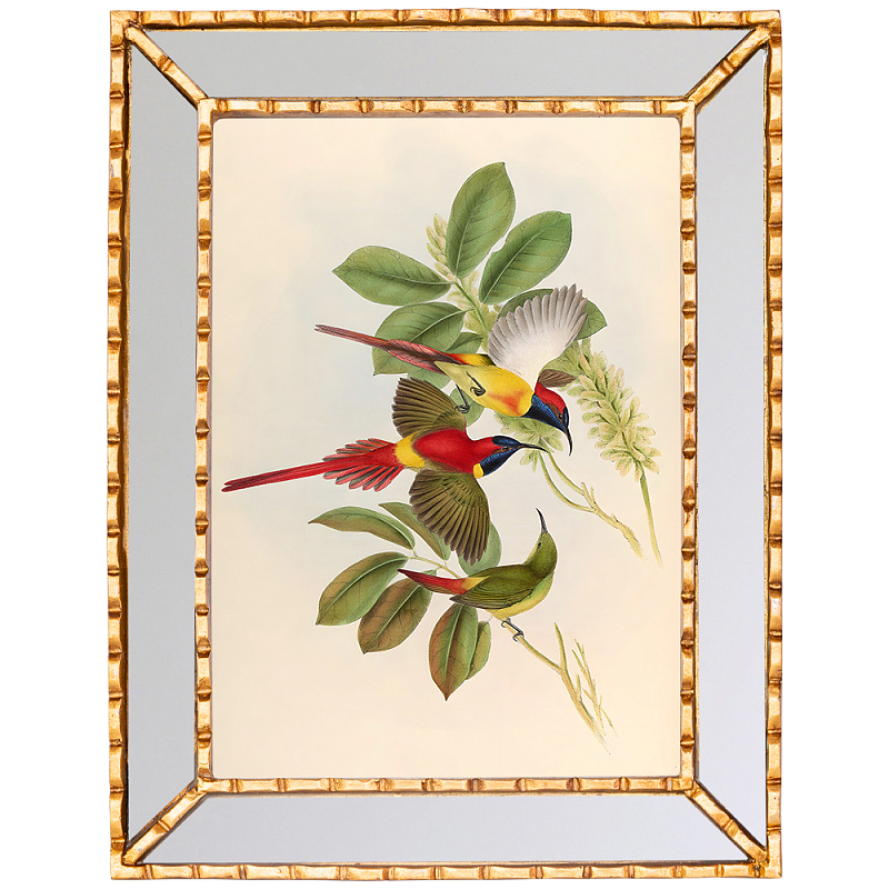 Постер с изображением птиц и цветов в зеркальной раме Blooming Birds Poster Золотой Мульти Бежевый Зеркало Постер с изображением птиц и цветов в зеркальной раме Blooming Birds Poster Золотой Мульти Бежевый Зеркало в Твери | Loft Concept