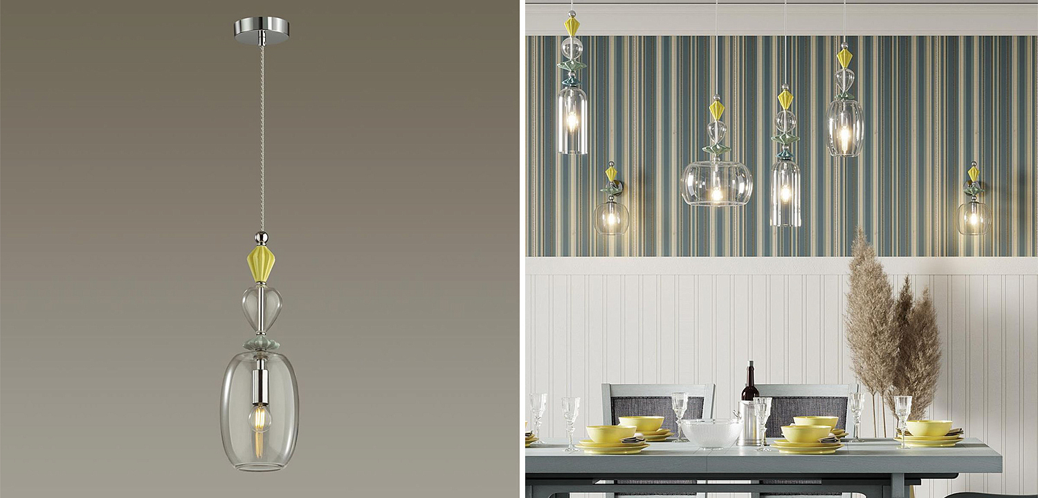 Подвесной светильник Iris Glas hanging lamp candy B chrome Подвесной светильник Iris Glas hanging lamp candy B chrome - Loft-Concept в Твери