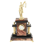 Часы настольные бронзовые из натурального камня Яшма с декором в виде Фемиды Themis Stone Clock варинант исполнения - 1 | Loft Concept в Твери