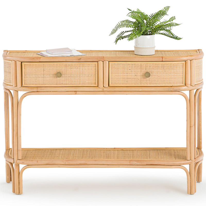 Консоль из плетеного ротанга с ящиками Armelle Rattan Console Древесина Латунь Консоль из плетеного ротанга с ящиками Armelle Rattan Console Древесина Латунь в Твери | Loft Concept