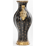 Ваза черного цвета из фарфора с золотистым узором и бронзовыми ручками Высота 39.5 см Eden Garden porcelain and bronze варинант исполнения - 2 | Loft Concept в Твери