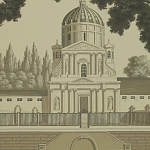 Обои ручная роспись Monuments of Paris Terre Foncée on scenic paper варинант исполнения - 2 | Loft Concept в Твери