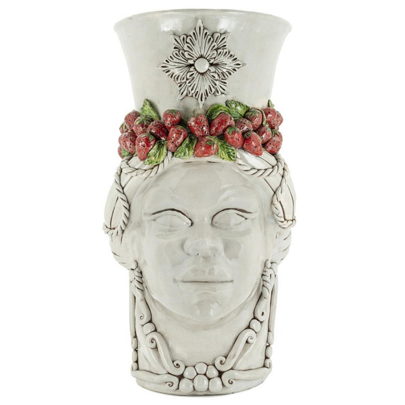 Ваза Vase Head Lady Giant Crakle Strawberry Бежевый Красный Ваза Vase Head Lady Giant Crakle Strawberry Бежевый Красный в Твери | Loft Concept