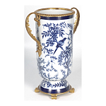 Ваза с бронзовыми ручками и синим цветочным узором Blue & White Ornament варинант исполнения - 2 | Loft Concept в Твери