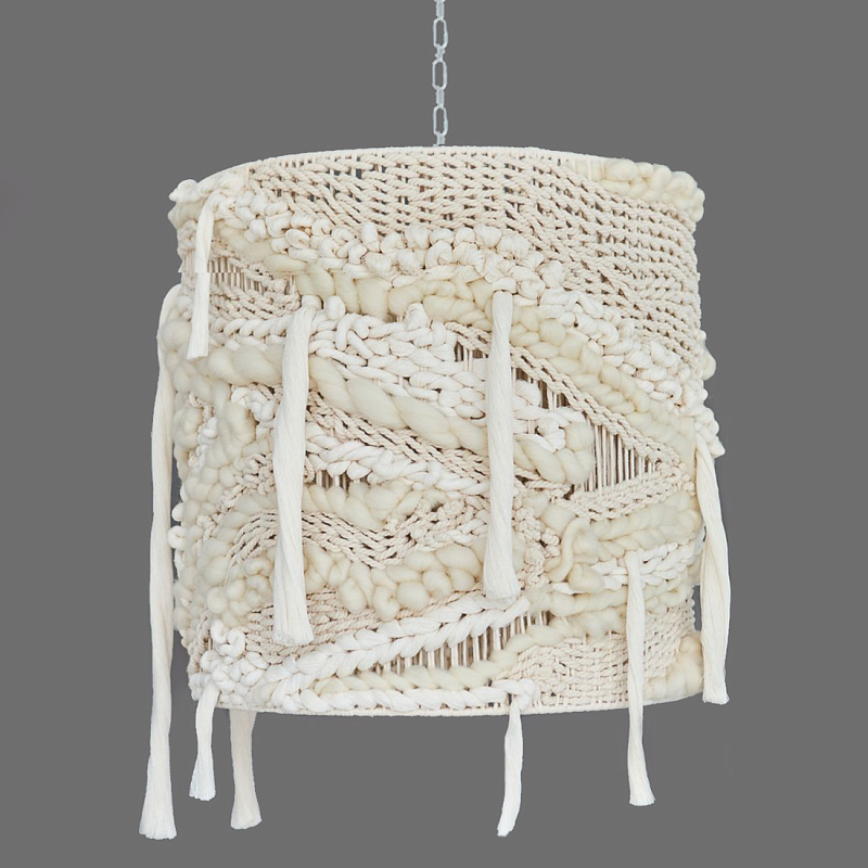Плетеный Подвесной светильник из шерсти Wool Lamp Бежевый в Твери | Loft Concept 