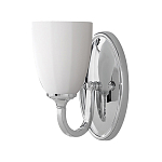 Бра для ванных комнат с белым стеклянным плафоном в форме бокала на овальном основании цвета хром с изогнутым держателем Feiss варинант исполнения - 1 | Loft Concept в Твери