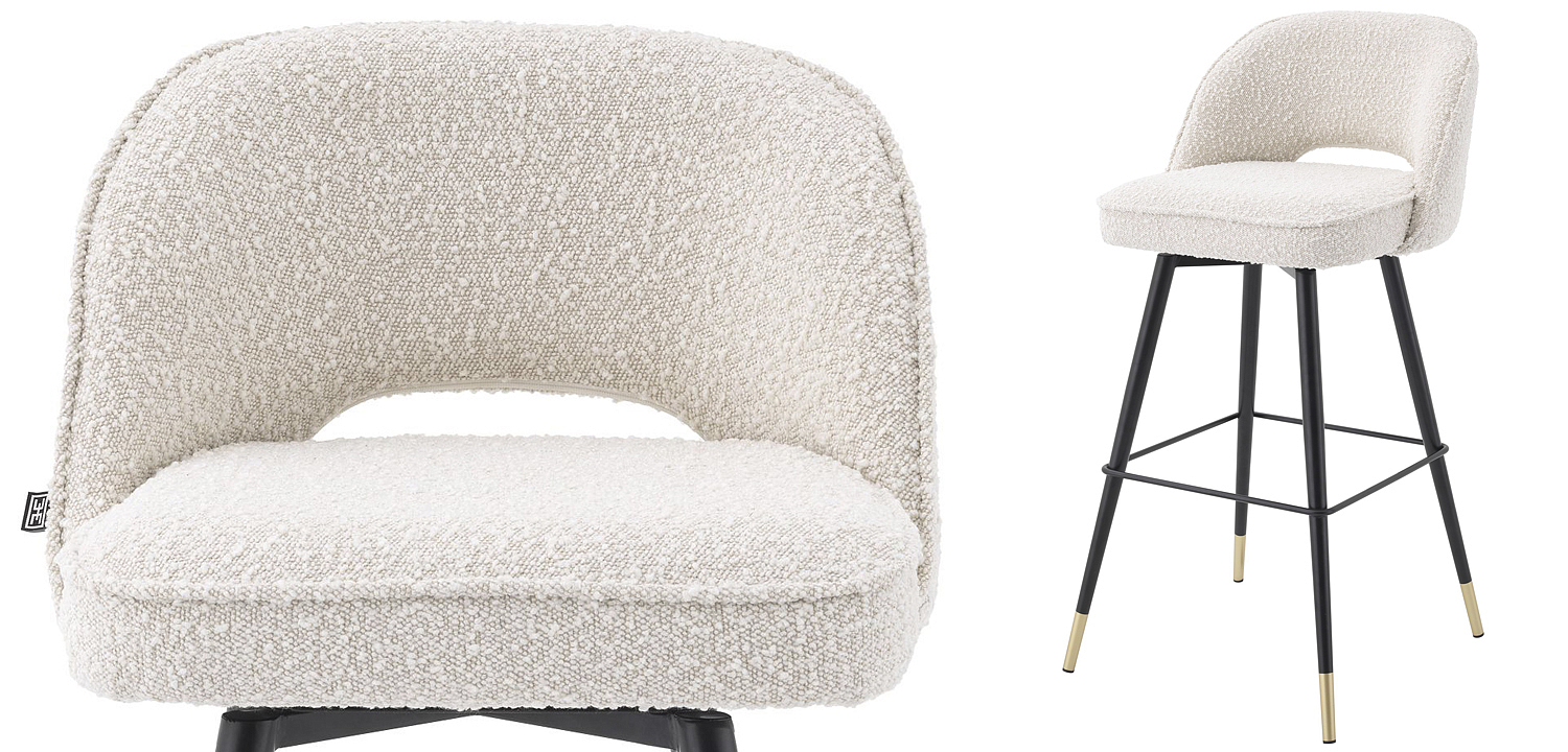 Комплект барных стульев Eichholtz Bar Stool Cliff set of 2 Boucle cream Комплект барных стульев Eichholtz Bar Stool Cliff set of 2 Boucle cream - Loft-Concept в Твери
