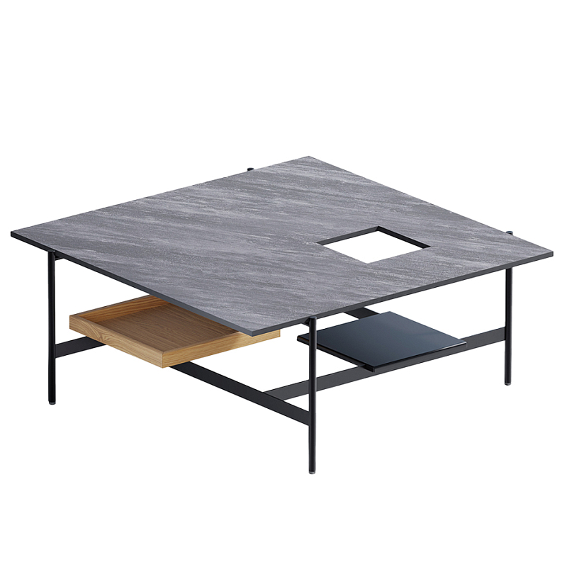 Karat журнальный столик цвета серый камень с съемным подносом Серый Черный в Твери | Loft Concept 