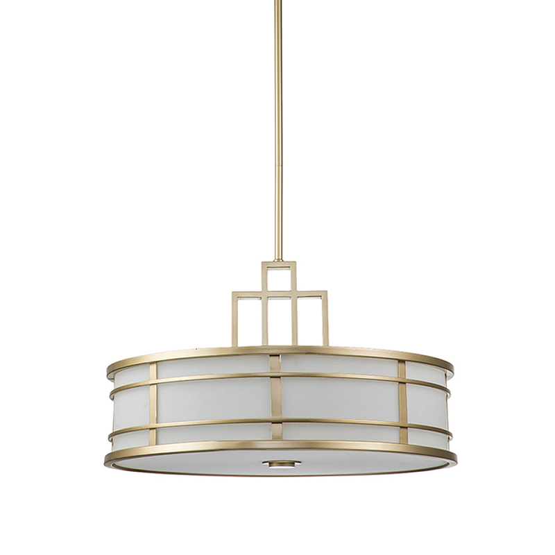 Подвесной светильник цвета латунь с белым матовым плафоном с геометрическим рисунком Feiss Латунь Белый в Твери | Loft Concept 