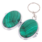 Зеркало брелок карманное двухстороннее из натурального камня Малахит Stone Mirrors варинант исполнения - 2 | Loft Concept в Твери