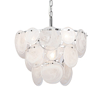 Люстра из белых стеклянных дисков на серебрянном каркасе White Glowing Reflectors варинант исполнения - 1 | Loft Concept в Твери