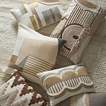 Чехол на подушку с вышивкой в виде геометрических узоров Beige Calista Rect варинант исполнения - 7 | Loft Concept в Твери