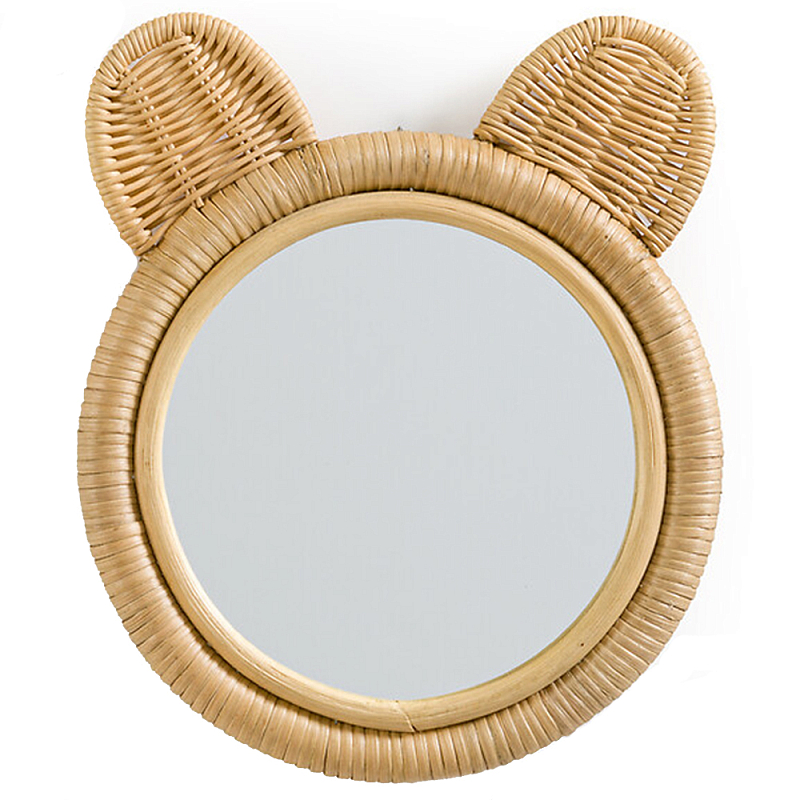 Зеркало из ротанга в форме головы медведя Wicrer Furniture Бежевый в Твери | Loft Concept 