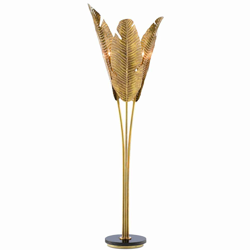 Торшер в виде пальмы Indoor Tropical Floor Lamp Черный Винтажная латунь в Твери | Loft Concept 