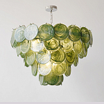 Люстра из зеленых стеклянных дисков с перламутровым эффектом Green Glowing Glaze варинант исполнения - 2 | Loft Concept в Твери